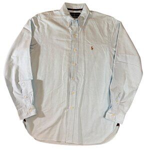 Ralph Lauren Mens Classic Fit Light Blue Button-Down Long Sleeve Shirt Cotton M